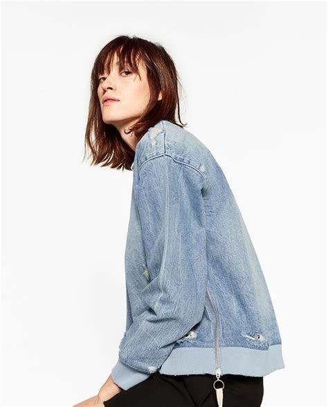 zara denim top|zara denim hoodie.